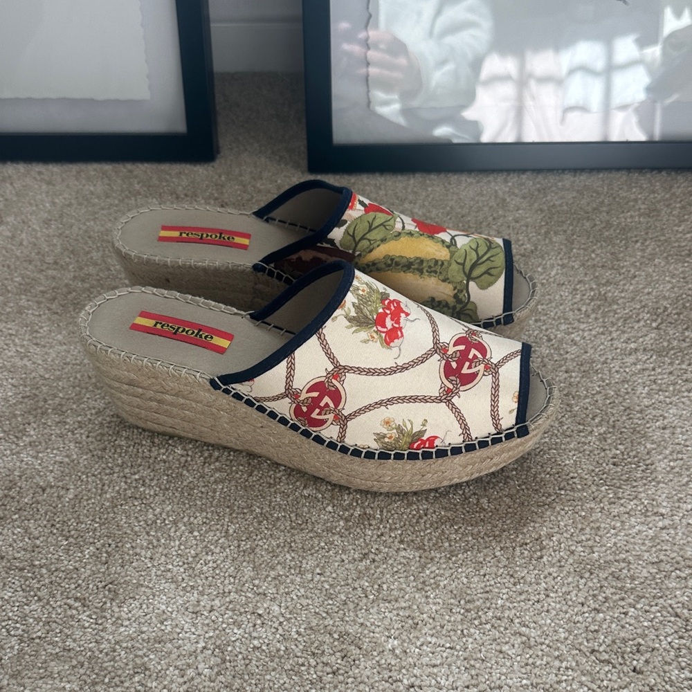 Respoke - Gucci Scarf Upcycled Floral Espadrille Wedge Sandals - Picture 2 of 13